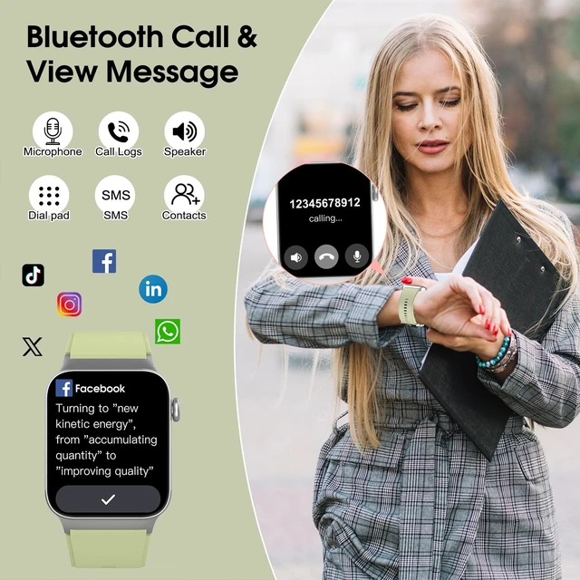 Alt view image 3 of 7 - Smart Watch for Men Women Bluetooth Call, 1.85" HD Screen Smartwatch with Heart Rate/Sleep Monitor, 110+ Sport Modes Activity Trackers IP68 Waterproof, Fitness Watch for Android, Olive Green