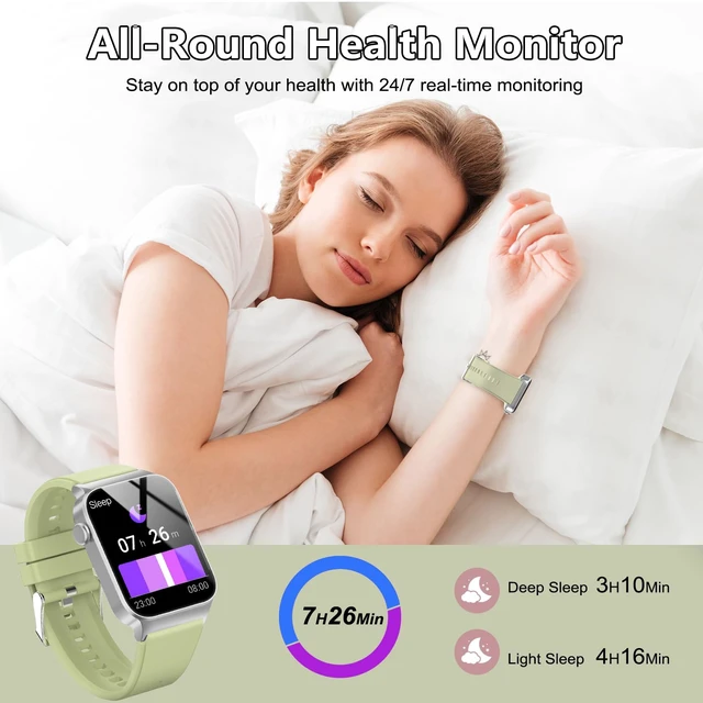Alt view image 4 of 7 - Smart Watch for Men Women Bluetooth Call, 1.85" HD Screen Smartwatch with Heart Rate/Sleep Monitor, 110+ Sport Modes Activity Trackers IP68 Waterproof, Fitness Watch for Android, Olive Green