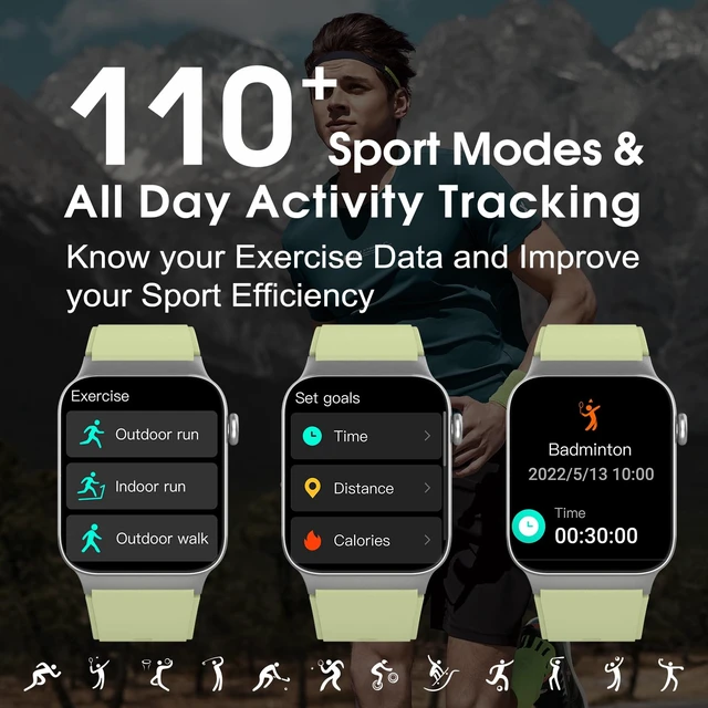 Alt view image 5 of 7 - Smart Watch for Men Women Bluetooth Call, 1.85" HD Screen Smartwatch with Heart Rate/Sleep Monitor, 110+ Sport Modes Activity Trackers IP68 Waterproof, Fitness Watch for Android, Olive Green