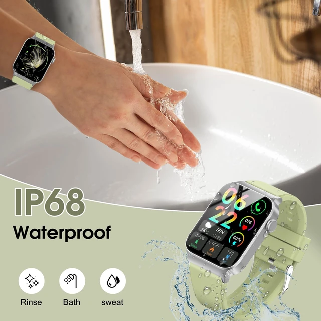 Alt view image 7 of 7 - Smart Watch for Men Women Bluetooth Call, 1.85" HD Screen Smartwatch with Heart Rate/Sleep Monitor, 110+ Sport Modes Activity Trackers IP68 Waterproof, Fitness Watch for Android, Olive Green