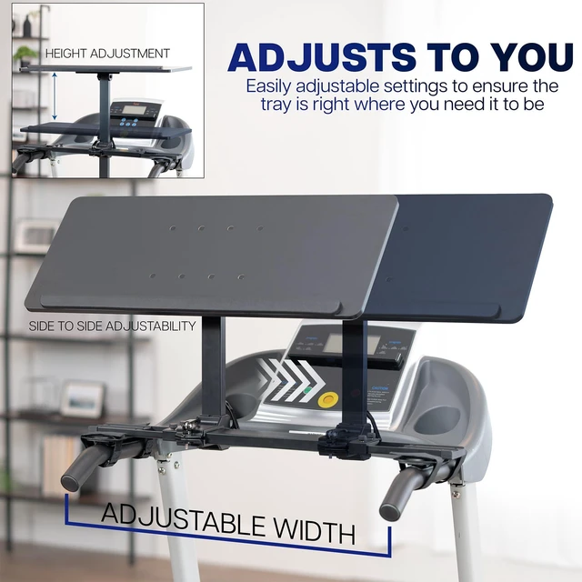 Alt view image 3 of 7 - Black Universal Wooden Laptop Treadmill Desk with Tilt, STAND-TDML4R Tilting Ergonomic Notebook Mount Stand with Mouse Pad and Wrist Support, Fits Both Round and Square Handlebars up to 37 in