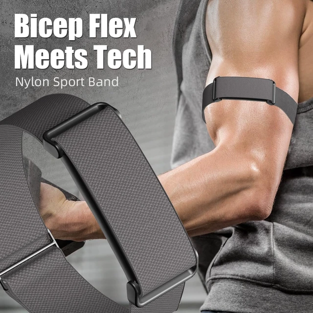 Alt view image 2 of 7 - Nylon Bicep Band Compatible for Google Fitbit Air Active Band,Arm Strap Adjustable Stretchy Arm Bands Replacement Wristband for Fitbit Air,Lightweight Sweat-Proof Sport Armband for Women Men