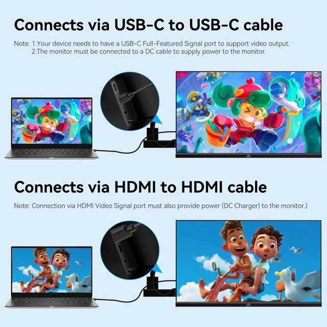 Alt view image 4 of 7 - 23.8" Large Portable Monitor 100Hz IPS FHD 1080P USB-C HDMI Monitor Fresync External Gaming Monitor, Dual Speakers Adjustable Stand, Portable Monitor for Laptop,PC,Mac,Phone,Game Consoles