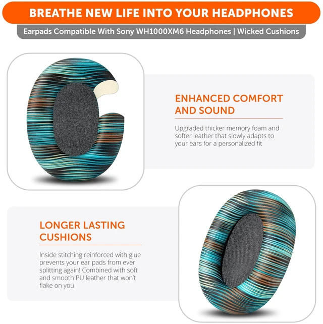 Alt view image 4 of 7 - PadZ XM6 - Premium Replacement Earpads for Sony WH-1000XM6 Made by Wicked Cushions Enhanced Comfort, Durable PU Leather & Sound Isolation The Simulation