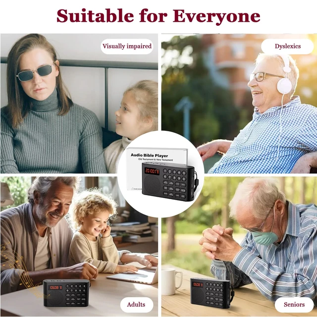 Alt view image 6 of 7 - KJV Audio Bible Player for Seniors & Blind, Portable Holy Bible King James Version Electronic Bible, Old & New Testament, 26H Playtime, Quick Navigation, Displays Real-time Power for Gift