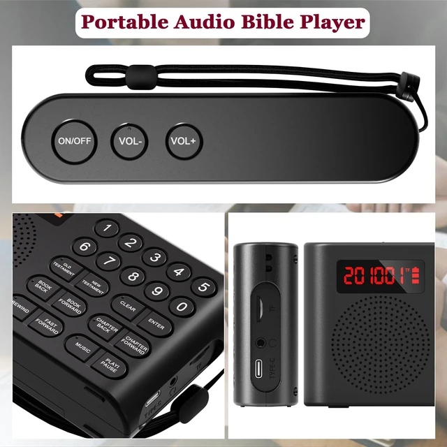 Alt view image 7 of 7 - KJV Audio Bible Player for Seniors & Blind, Portable Holy Bible King James Version Electronic Bible, Old & New Testament, 26H Playtime, Quick Navigation, Displays Real-time Power for Gift