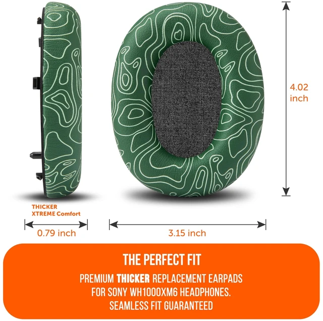 Alt view image 5 of 7 - PadZ XM6 - Premium Replacement Earpads for Sony WH-1000XM6 Made by Wicked Cushions Enhanced Comfort, Durable PU Leather & Sound Isolation Emerald Tide