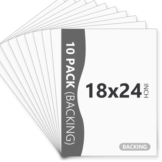 Main image of 10 Pack White Backing Board, 18x24 Uncut Picture Frame Mat Boards Acid Free Matte Backerboards for Pictures, Photos, and Prints