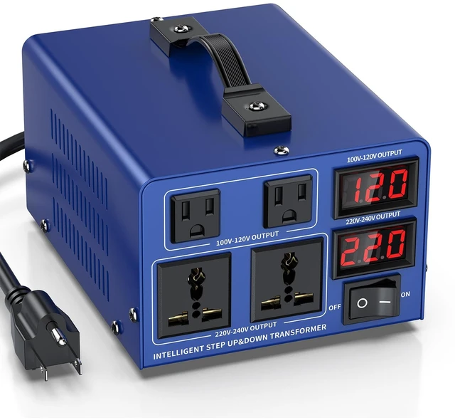 Main image of 2000 watt Voltage Conversion Transformer Heavy-Duty Step-up/Step-Down AC 110V/120V/220V/240V Power Conversion, with resettable Circuit Breaker Protection, with US Power Cord, LCD Display