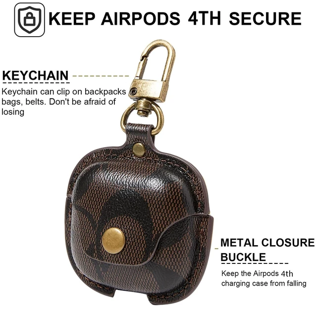 Alt view image 3 of 7 - for AirPods 4 Case 2024, Full-Body Protective AirPods 4th Case Cover for Women Men Compatible with AirPods 4th Wireless Charging Case with Keychain-Coffee