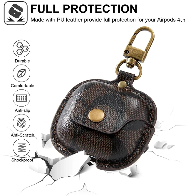 Alt view image 4 of 7 - for AirPods 4 Case 2024, Full-Body Protective AirPods 4th Case Cover for Women Men Compatible with AirPods 4th Wireless Charging Case with Keychain-Coffee
