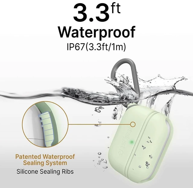 Alt view image 4 of 7 - Waterproof Case for AirPods Pro 2nd Generation and AirPods Pro 1st Generation - Wireless and USB-C Charging Compatible, One Piece Design, High Drop Protection Case with Carabiner