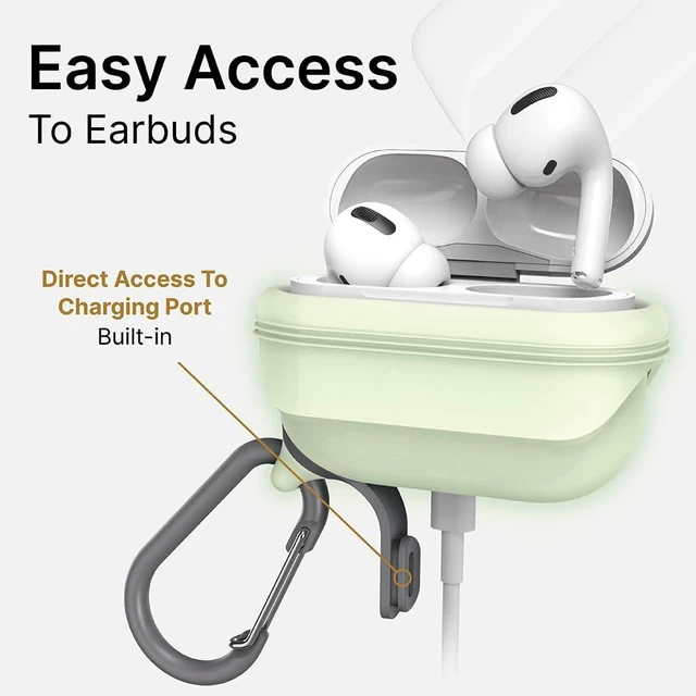 Alt view image 7 of 7 - Waterproof Case for AirPods Pro 2nd Generation and AirPods Pro 1st Generation - Wireless and USB-C Charging Compatible, One Piece Design, High Drop Protection Case with Carabiner