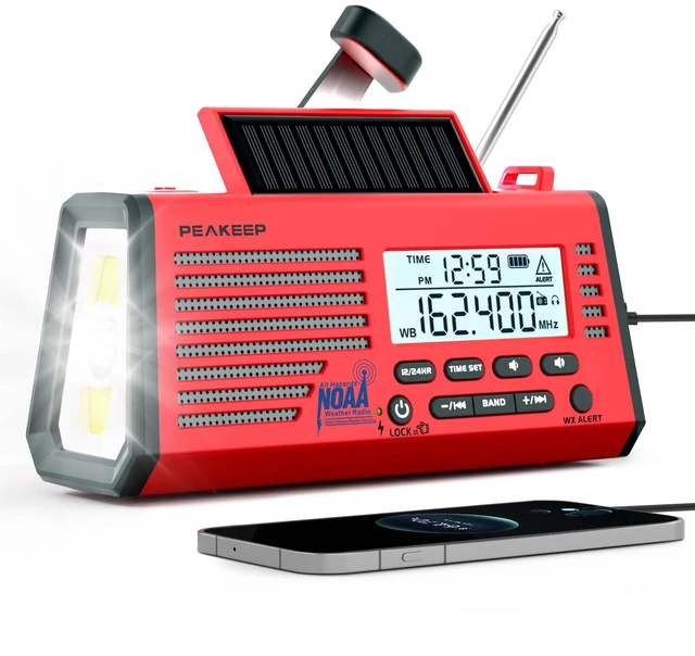 Main image of Emergency Radio NOAA Weather Alert Battery Solar Crank Powered AM FM SW Portable Radio, Rechargeable Battery Backup18500mWh, SOS Flashlight Lamp for Home Car Camping Storms Blackouts Prep