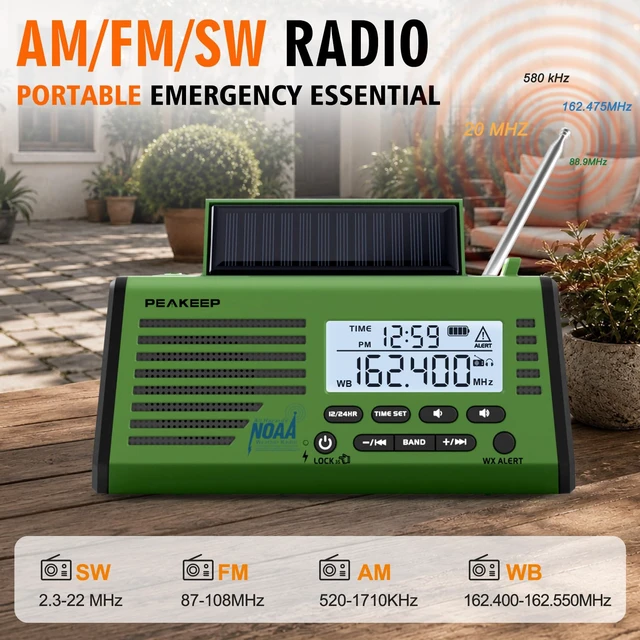 Alt view image 3 of 7 - Emergency Radio NOAA Weather Alert Battery Solar Crank Powered AM FM SW Portable Radio, Rechargeable Battery 18500mWh, SOS Flashlight Lamp for Home Car Camping Storms Blackouts Prep