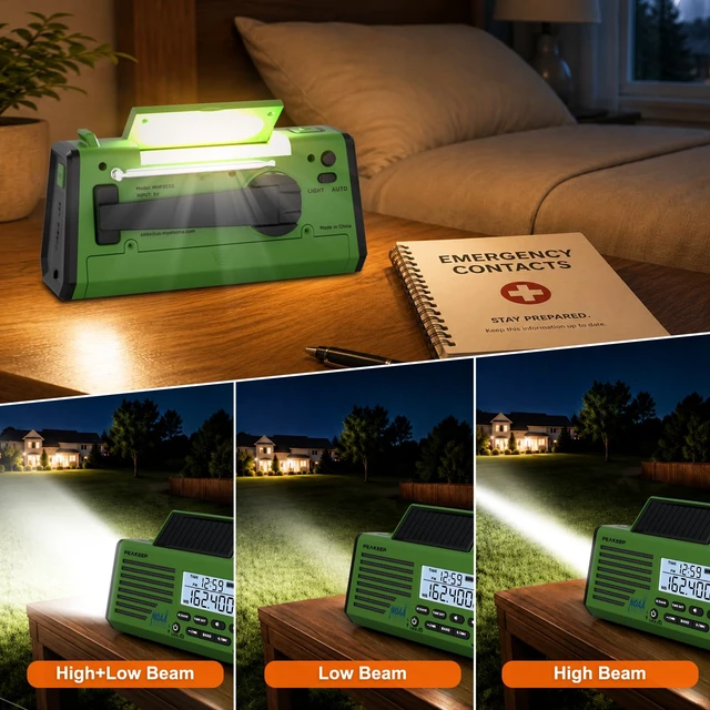 Alt view image 5 of 7 - Emergency Radio NOAA Weather Alert Battery Solar Crank Powered AM FM SW Portable Radio, Rechargeable Battery 18500mWh, SOS Flashlight Lamp for Home Car Camping Storms Blackouts Prep