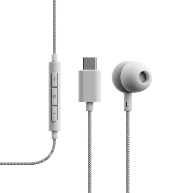 Alt view image 2 of 7 - V3 Essential Wired Earbuds in Ear Headphones with Cable and USB-C Connector Tangle-Resistant Braided Cable Built-in Microphone IPX4 Water Resistant No Charging Needed (White)