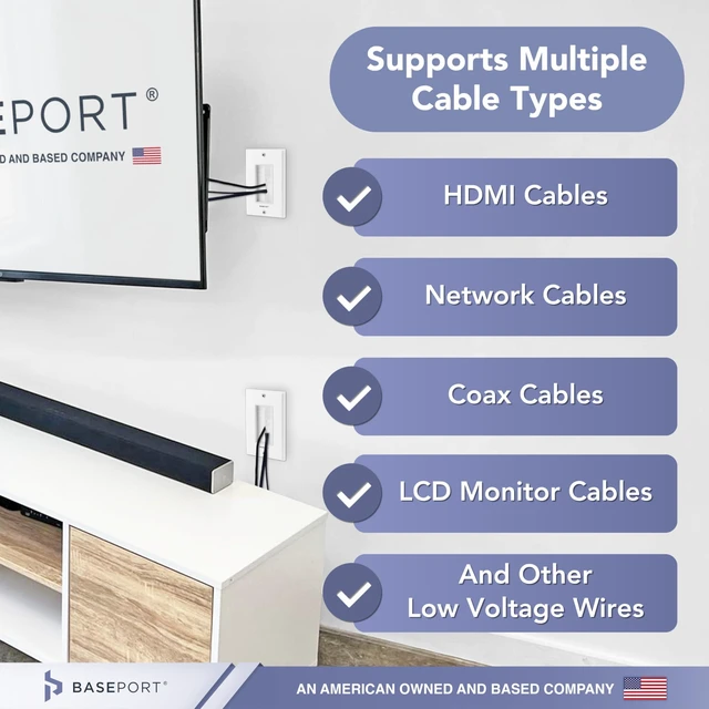 Alt view image 7 of 7 - TRADESAFE Brush Wall Plate Cable Pass Through, Hide Wires In Wall, 6 pack For In-Wall Cable Management, White Single Gang Brush Plate with Low Voltage Mounting Bracket, ETL-Listed