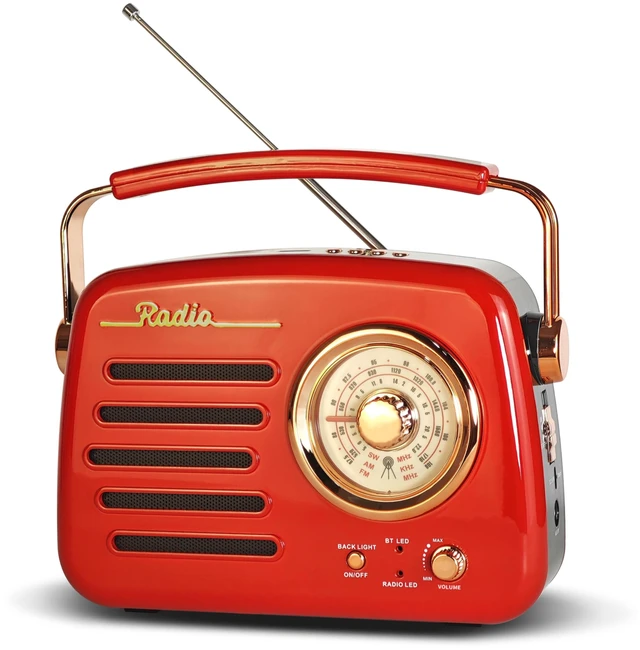 Main image of D329 Portable AM FM Shortwave Vintage Radio Bluetooth Speaker Receiver Red Plug in Wall Retro Radio Great Receiver Support USB Drive/Micro SD Card Good Sound for Family for Home Kitchen Outdoors