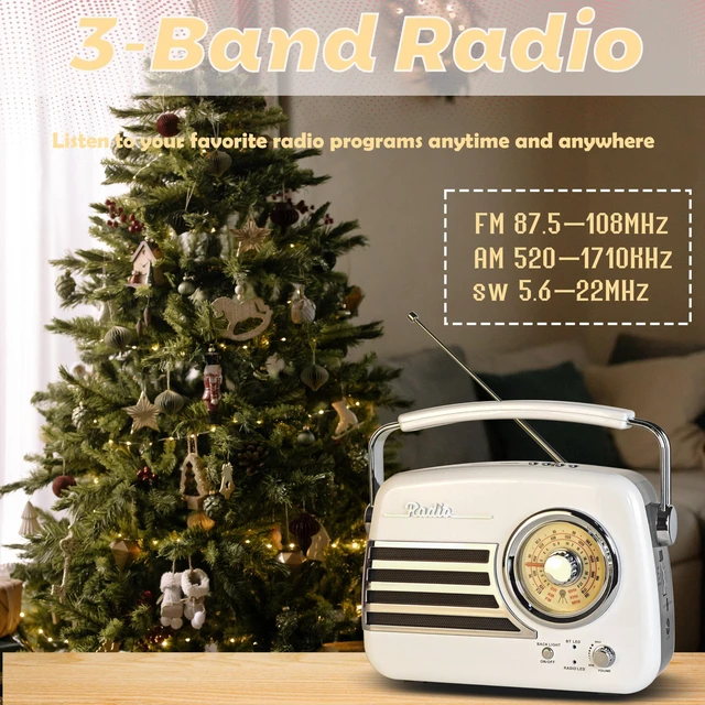 Alt view image 2 of 7 - D326 Portable AM FM SW Vintage Radio Retro Bluetooth Speaker Receiver White Plug in Wall Retro Radio Great Receiver Support USB Drive/Micro SD Card Good Sound for Family for Home Kitchen Outdoors