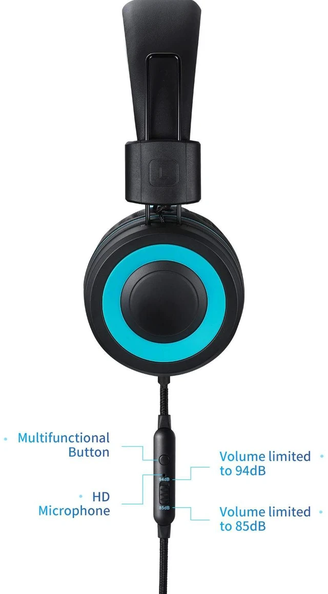 Alt view image 5 of 7 - M3 Kids Headphones with Microphone Lightweight Foldable Adjustable Stereo Bass On-Ear Headphones with 1.3 M Tangle-Free Cord for smartphons Tablets MP3/4 with 3.5mm Jack Device(Black)