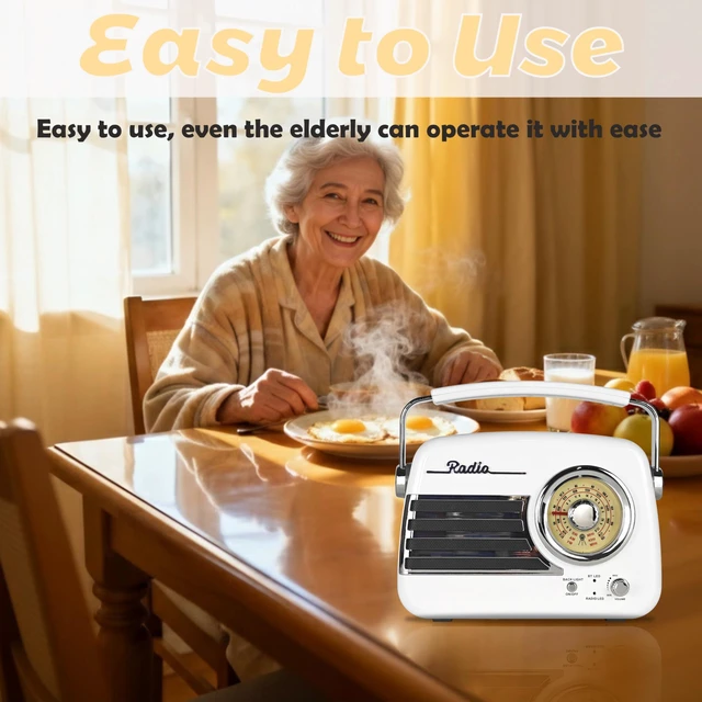 Alt view image 6 of 7 - D326 Portable AM FM SW Vintage Radio Retro Bluetooth Speaker Receiver White Plug in Wall Retro Radio Great Receiver Support USB Drive/Micro SD Card Good Sound for Family for Home Kitchen Outdoors