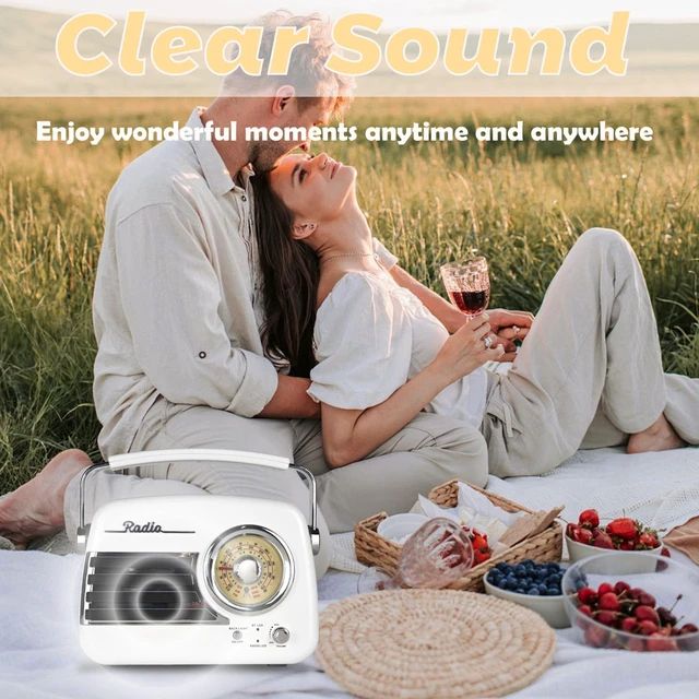 Alt view image 7 of 7 - D326 Portable AM FM SW Vintage Radio Retro Bluetooth Speaker Receiver White Plug in Wall Retro Radio Great Receiver Support USB Drive/Micro SD Card Good Sound for Family for Home Kitchen Outdoors