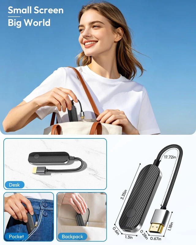 Alt view image 7 of 7 - Wireless HDMI Display Adapter for iPhone AirPlay,1080P@60Hz Screen Mirroring Adapter for TV, Plug and Play for iPhone/iPad/MacBook to Projector/Monitor, Dual-Band 5G/2.4G for Home and Travel