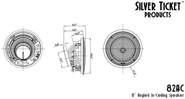 Alt view image 6 of 6 - 82AC in-Ceiling Speaker with Pivoting Tweeter & Angled Woofer (8 Inch Angled in-Ceiling) 11.3 inch Overall Size