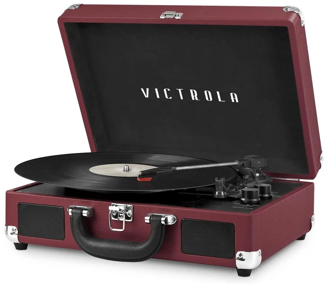 Main image of Journey - Bluetooth Suitcase Record Player - Marsala Built-in stereo speakers, 3-speed turntable plays 7", 10" and 12" records, Bluetooth streaming, headphone jack