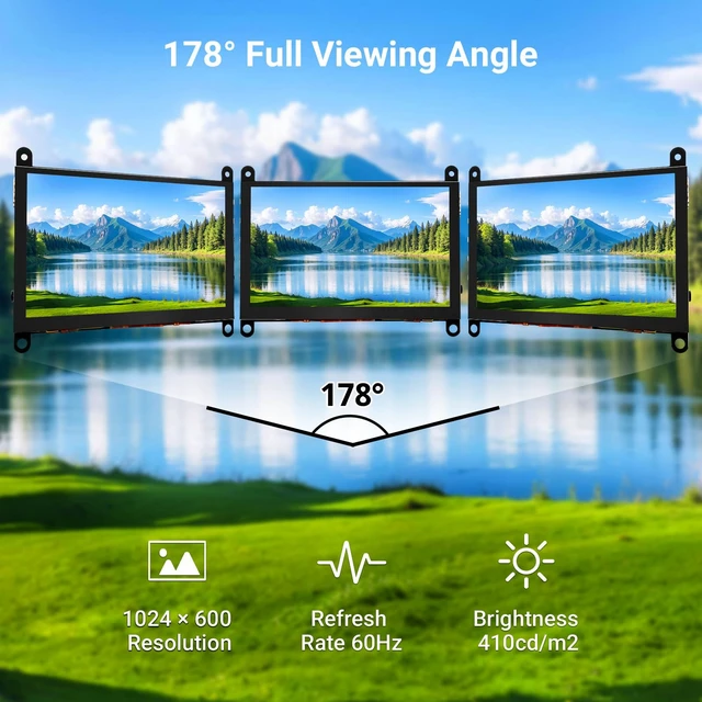 Alt view image 2 of 7 - 5" Touch Screen Monitor 1024×600 Display for Raspberry Pi 5/4/3/B+ Mini Capacitive Touchscreen HDMI-Compatible & USB Powered Compatible with BB Black, BB Black, Banana Pi & Jetson Nano