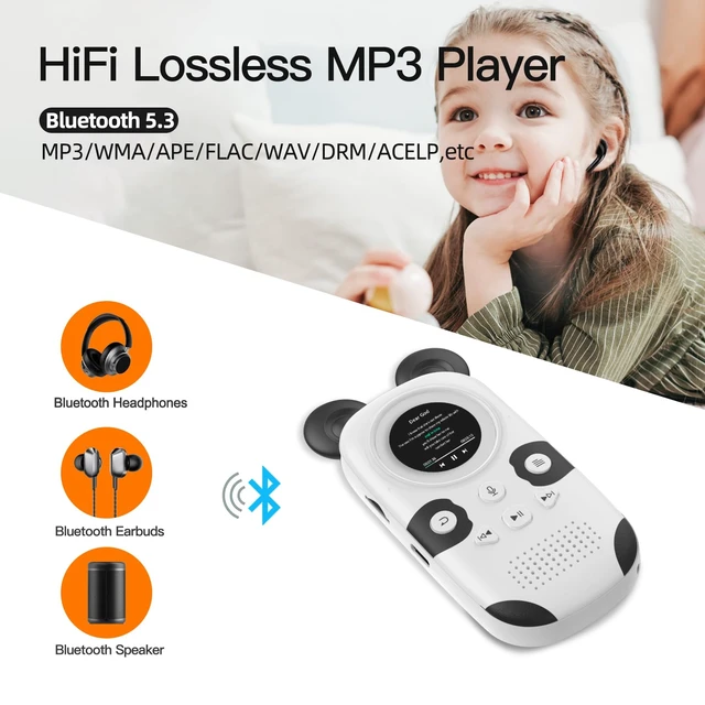 Alt view image 3 of 7 - 64GB Cute Panda MP3 Player for Kids, Bluetooth 5.3, Built-in Speaker Volume Limit, One-Button Voice Recorder, FM Radio, 3.5mm Headphone Jack, Alarm Clock, Stopwatch, Supports 128GB microSD Card