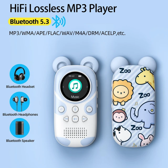 Alt view image 3 of 7 - 32GB Cute Panda MP3 Player for Kids, Bluetooth 5.3, Built-in Speaker Zoo Animal Pattern, Volume Limit, Voice Recorder, FM Radio, 3.5mm Headphone Jack, Alarm Clcok, Supports 128GB microSD Card