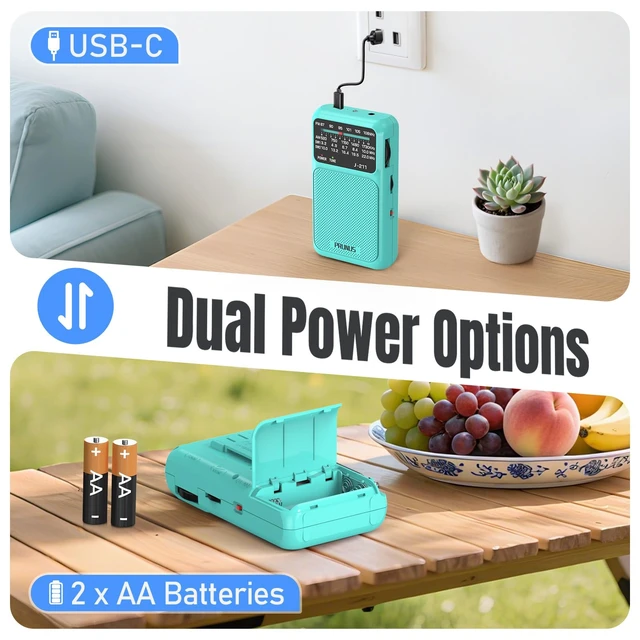 Alt view image 2 of 6 - J211 Portable Radio AM FM, USB C Charging and AA Battery Operated Excellent Reception& Clear Speaker, Headphone Jack, Back Clip, Lanyard, Transistor Radio, Small Radios Portable AM FM