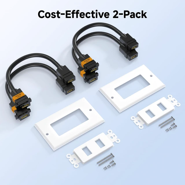 Alt view image 7 of 7 - 2-Pack 2-Port 4K HDMI Wall Plate, White 4K@60Hz UHD ARC and Ethernet Pass-Thru Support