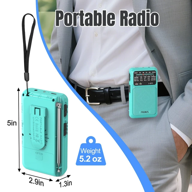 Alt view image 3 of 6 - J211 Portable Radio AM FM, USB C Charging and AA Battery Operated Excellent Reception& Clear Speaker, Headphone Jack, Back Clip, Lanyard, Transistor Radio, Small Radios Portable AM FM