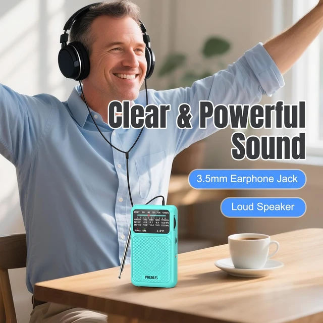 Alt view image 4 of 6 - J211 Portable Radio AM FM, USB C Charging and AA Battery Operated Excellent Reception& Clear Speaker, Headphone Jack, Back Clip, Lanyard, Transistor Radio, Small Radios Portable AM FM