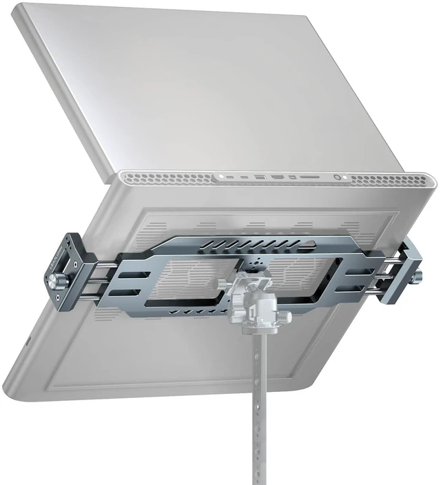 Main image of Laptop Tripod Mount with Arca Swiss Plate, Rubber Pad, 1/4" & 3/8" Screw Holes for Secure Laptop Holding Works with Tripod Head for Vertical/Horizontal/Musicians/Studio Recording