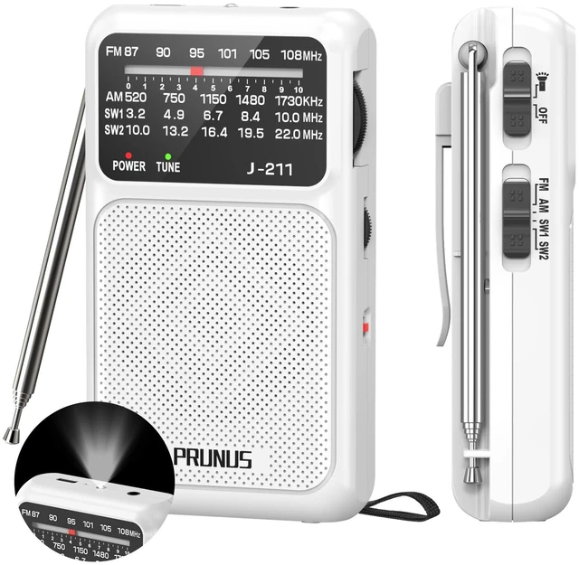 Main image of J211 Portable Radio AM FM, USB C Charging and AA Battery Operated Excellent Reception& Clear Speaker, Headphone Jack, Back Clip, Lanyard, Transistor Radio, Small Radios Portable AM FM