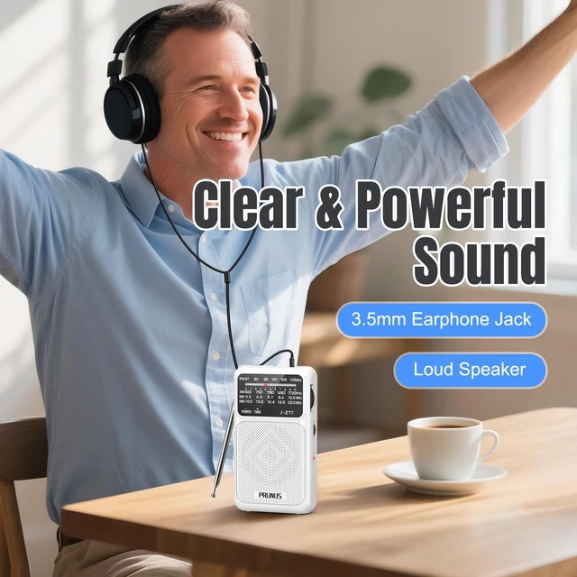 Alt view image 4 of 6 - J211 Portable Radio AM FM, USB C Charging and AA Battery Operated Excellent Reception& Clear Speaker, Headphone Jack, Back Clip, Lanyard, Transistor Radio, Small Radios Portable AM FM