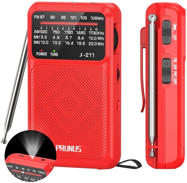 Main image of J211 Portable Radio AM FM, USB C Charging and AA Battery Operated Excellent Reception& Clear Speaker, Headphone Jack, Back Clip, Lanyard, Transistor Radio, Small Radios Portable AM FM