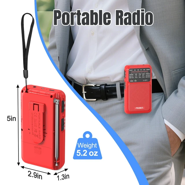 Alt view image 3 of 6 - J211 Portable Radio AM FM, USB C Charging and AA Battery Operated Excellent Reception& Clear Speaker, Headphone Jack, Back Clip, Lanyard, Transistor Radio, Small Radios Portable AM FM