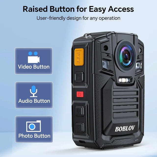 Alt view image 4 of 7 - D7 4K Body Camera, 128GB IP67 Waterproof, 2 * 1950mAh Batteries Wide Angle, charging dock, audio/video recording, 170° lens and night vision for security and law enforcement