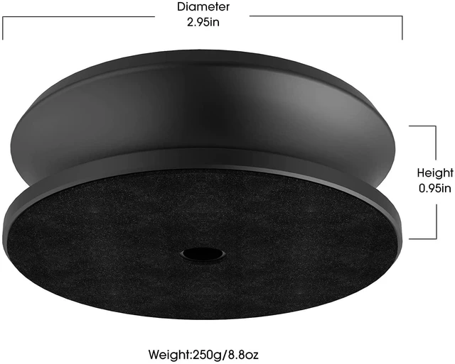 Alt view image 3 of 7 - Record Weight Stabilizer for Vinyl Turntables, 250g (8.8oz) Aluminum LP Record Weight, Low Profile Design Fits Under Dust Cover, Reduces Resonance and Vibration, Black