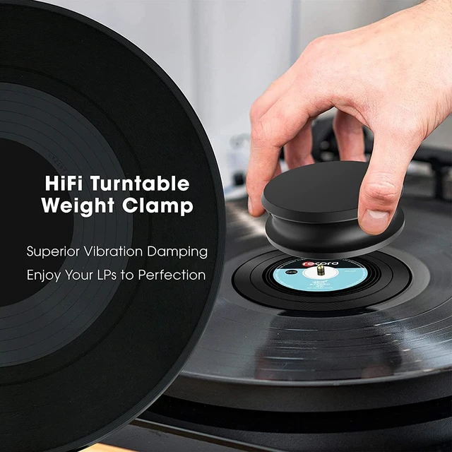Alt view image 4 of 7 - Record Weight Stabilizer for Vinyl Turntables, 250g (8.8oz) Aluminum LP Record Weight, Low Profile Design Fits Under Dust Cover, Reduces Resonance and Vibration, Black
