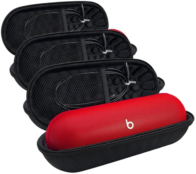 Main image of Hard Carrying Case for Beats Pill 2024 Bluetooth Speaker,Shockproof Protective Travel Case with Foam Padding and Mesh Pocket for New Beats Pill Accessories,Black (Pack of 3)