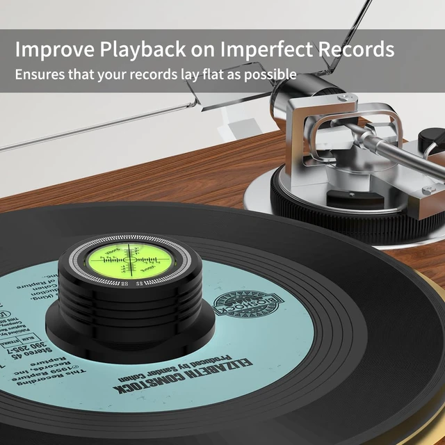 Alt view image 5 of 7 - LP628B Record Weight Stabilizer, Turntable Level and Strobe Scale All-in-one, 280G LP Disc Stabilizer Vinyl Clamp for Phonograph (60Hz, Black)