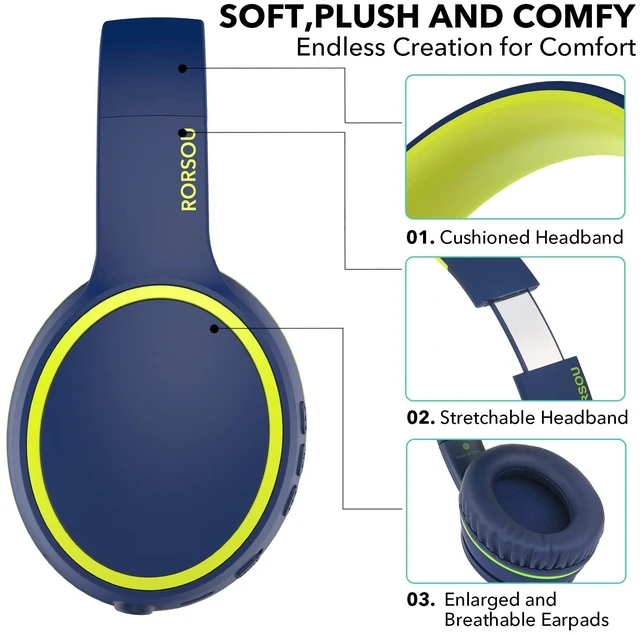 Alt view image 5 of 7 - B10 Wireless Bluetooth Over-Ear Headphones, Lightweight Folding Stereo Bass Headset with Mic, 50H Playtime, Volume Control, Bluetooth 5.3 Headphones for iPad/Travel/Tablet/PC (Blue)