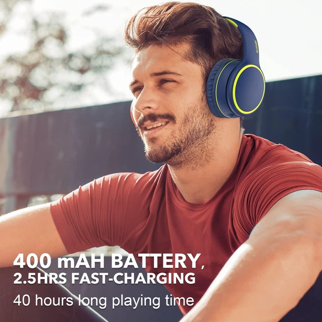Alt view image 7 of 7 - B10 Wireless Bluetooth Over-Ear Headphones, Lightweight Folding Stereo Bass Headset with Mic, 50H Playtime, Volume Control, Bluetooth 5.3 Headphones for iPad/Travel/Tablet/PC (Blue)