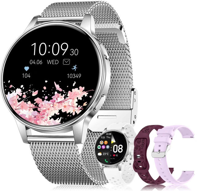 Main image of Smart Watch for Women, 1.27" HD Touchscreen Smartwatch with Bluetooth Call & Text Notification, 130+ Sport Modes, IP68 Waterproof Fitness Tracker with Heart Rate/Sleep Monitor, 4 Bands